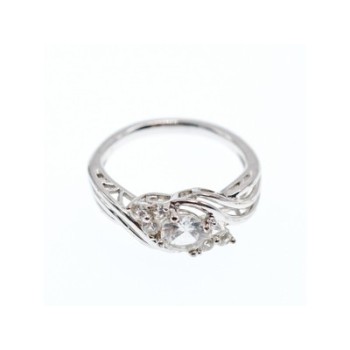 925 Sterling Silver White Topaz Ring Size 7