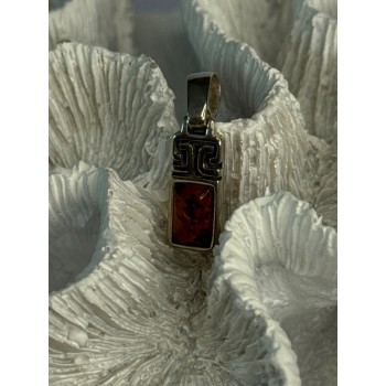 Vintage 925 Sterling Silver Amber Pendant Length 1.10 Inch