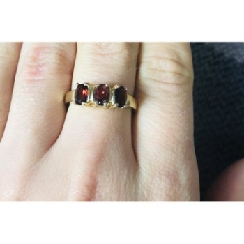 Gold Plated Ring With Garnet Size 7