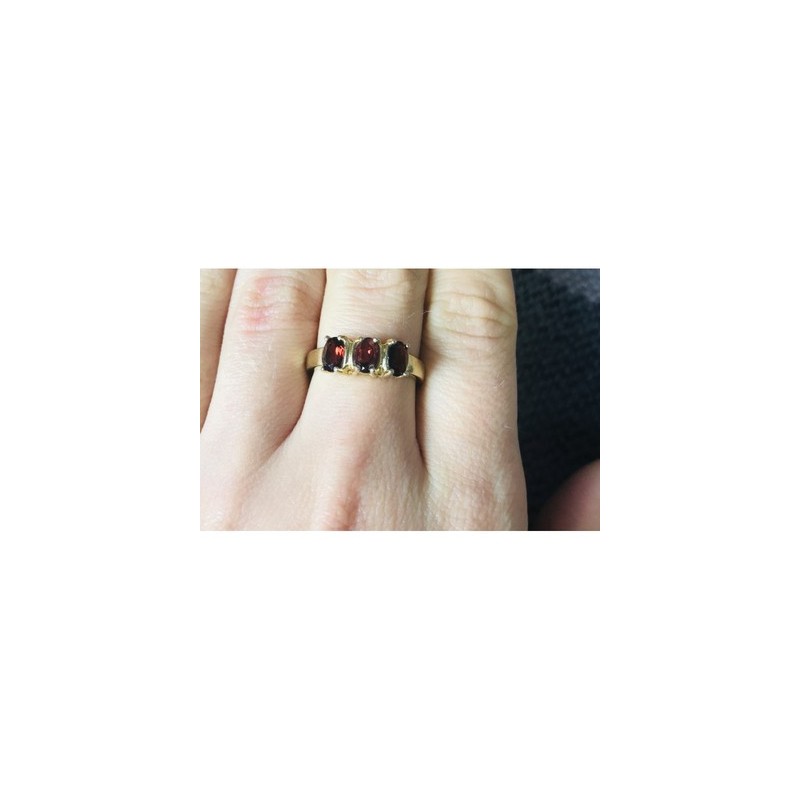 Gold Plated Ring With Garnet Size 7
