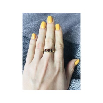 Gold Plated Ring With Garnet Size 7