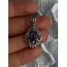 Classy 925 Sterling Silver Amethyst Pendant Length 1.20 Inch