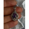 Classy 925 Sterling Silver Amethyst Pendant Length 1.20 Inch