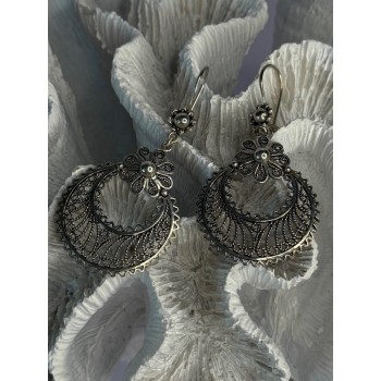 Vintage 925 Sterling Silver Designer Dgs Turkey Flower Filigree Length 2.30 Inch