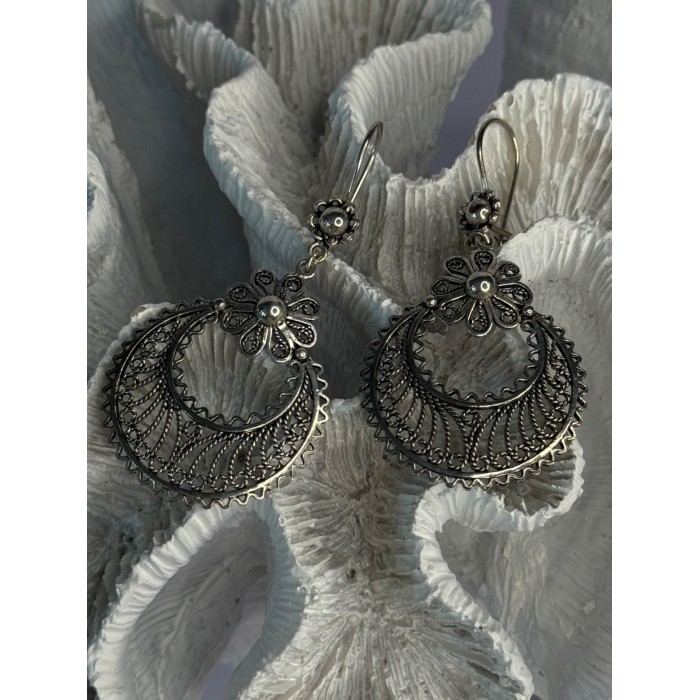 Vintage 925 Sterling Silver Designer Dgs Turkey Flower Filigree Length 2.30 Inch