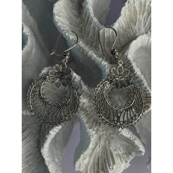 Vintage 925 Sterling Silver Designer Dgs Turkey Flower Filigree Length 2.30 Inch