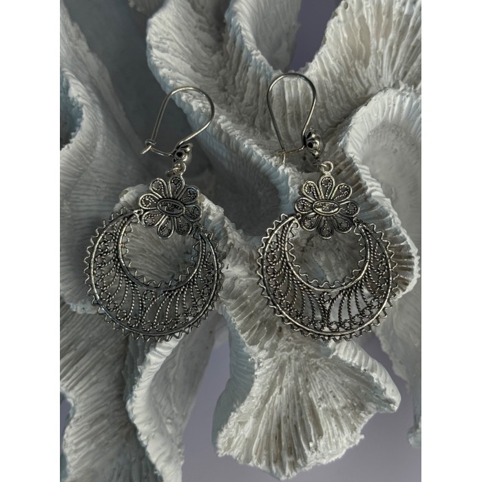 Vintage 925 Sterling Silver Designer Dgs Turkey Flower Filigree Length 2.30 Inch