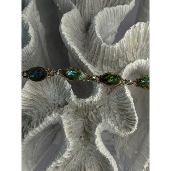 Vintage 925 Sterling Silver Abalone Bracelet Length 6.5