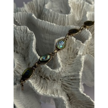 Vintage 925 Sterling Silver Abalone Bracelet Length 6.5