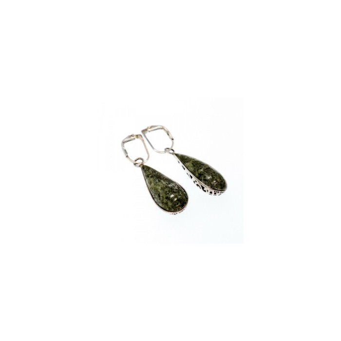 925 Sterling Silver Green Jasper Earrings