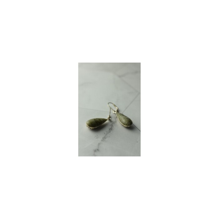 925 Sterling Silver Green Jasper Earrings