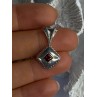 Vintage 925 Sterling Silver Garnet Pendant Length 1.10 Inch