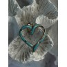925 Sterling Silver Turquoise Heart Pendant Length 1.20 Inch
