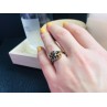 Gold Plated Ring With Dark Blue CZ Size 6.5