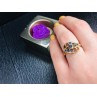Gold Plated Ring With Dark Blue CZ Size 6.5