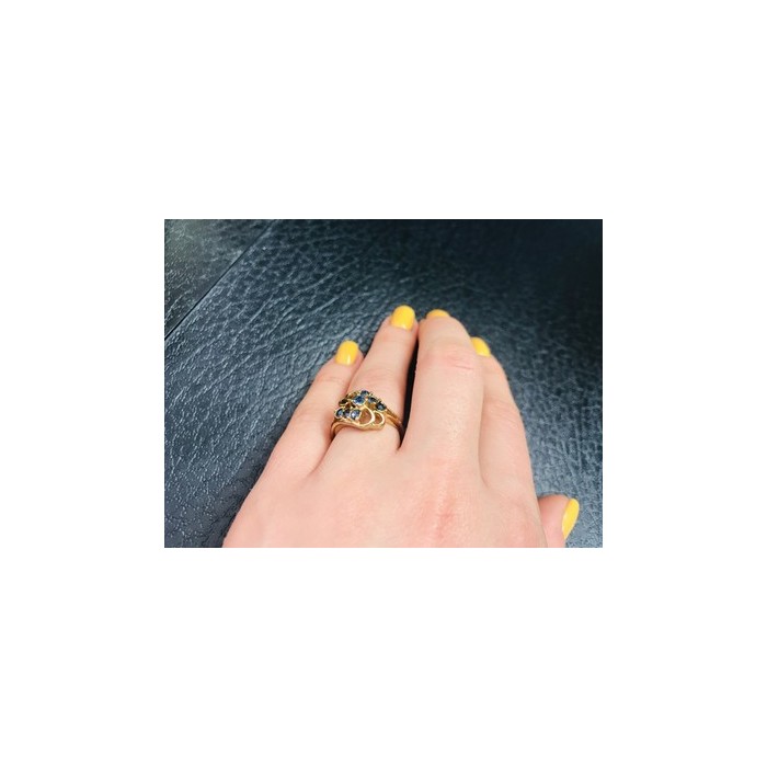 Gold Plated Ring With Dark Blue CZ Size 6.5