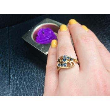 Gold Plated Ring With Dark Blue CZ Size 6.5