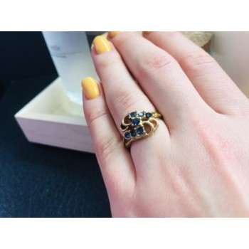 Gold Plated Ring With Dark Blue CZ Size 6.5