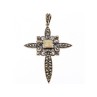 925 STERLING SILVER AGATE & MARCASITE CROSS PENDANT