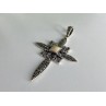 925 STERLING SILVER AGATE & MARCASITE CROSS PENDANT