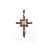 925 STERLING SILVER AGATE & MARCASITE CROSS PENDANT