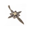 925 STERLING SILVER AGATE & MARCASITE CROSS PENDANT