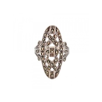 925 Sterling Silver Marcasites Ring Size 6.5