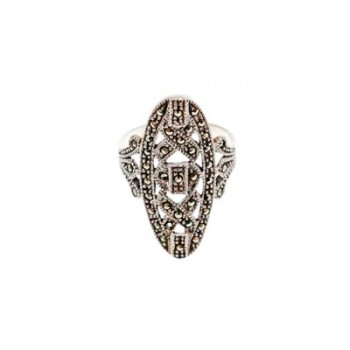 925 Sterling Silver Marcasites Ring Size 6.5