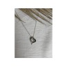 10K WHITE GOLD BLACK & WHITE DIAMONDS HEART CHAIN WITH PENDANT