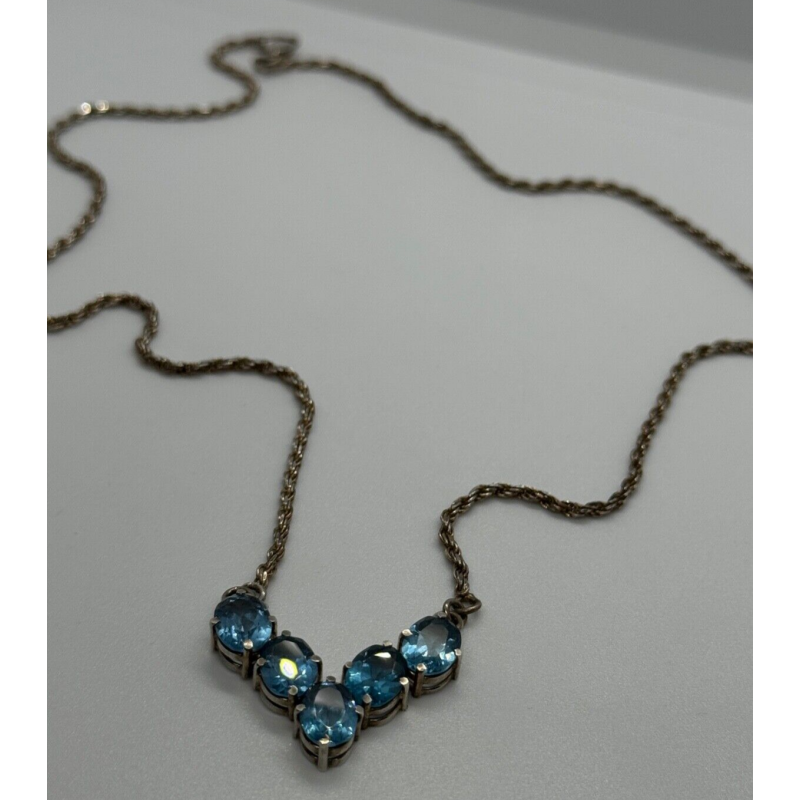 925 STERLING SILVER TOPAZ NECKLACE ITALY