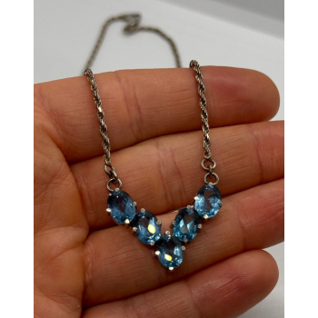 925 STERLING SILVER TOPAZ NECKLACE ITALY