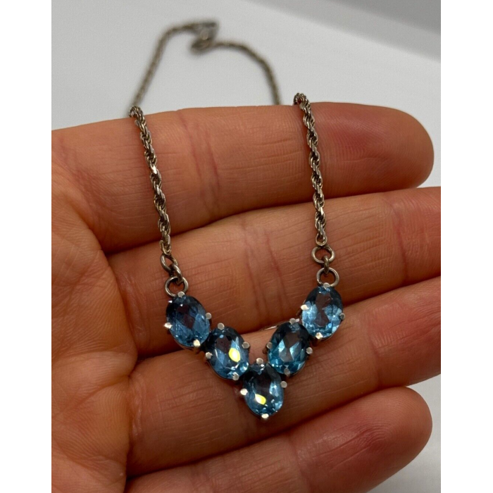 925 STERLING SILVER TOPAZ NECKLACE ITALY