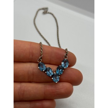 925 STERLING SILVER TOPAZ NECKLACE ITALY