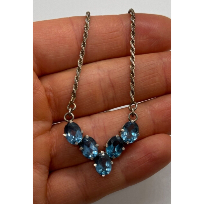 925 STERLING SILVER TOPAZ NECKLACE ITALY