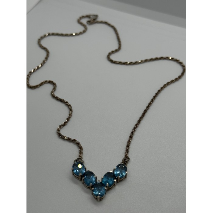 925 STERLING SILVER TOPAZ NECKLACE ITALY