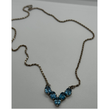 925 STERLING SILVER TOPAZ NECKLACE ITALY