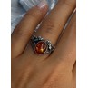 Vintage 925 Sterling Silver Amber Ring Size 8
