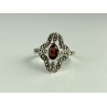 925 Sterling Silver Almandine & Marcasites Ring Size 7