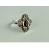 925 Sterling Silver Almandine & Marcasites Ring Size 7