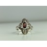 925 Sterling Silver Almandine & Marcasites Ring Size 7