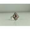 925 Sterling Silver Almandine & Marcasites Ring Size 7