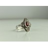 925 Sterling Silver Almandine & Marcasites Ring Size 7