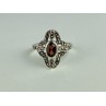 925 Sterling Silver Almandine & Marcasites Ring Size 7