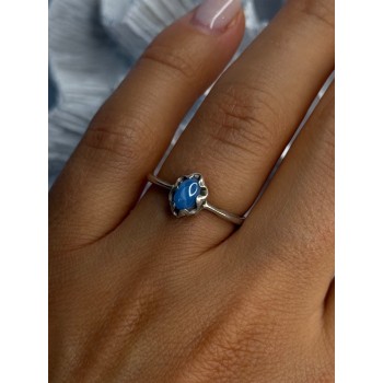 925 Sterling Silver Ring Sapphire Star Size 7.5
