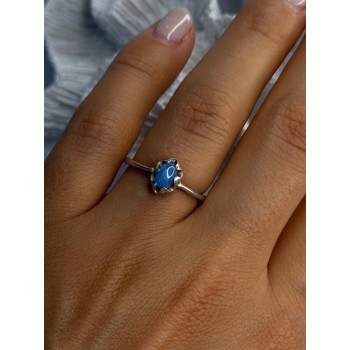 925 Sterling Silver Ring Sapphire Star Size 7.5