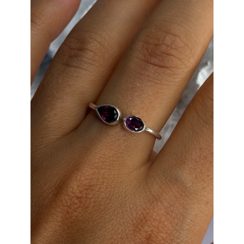 925 Sterling Silver Purple Tourmaline Ring Sizable