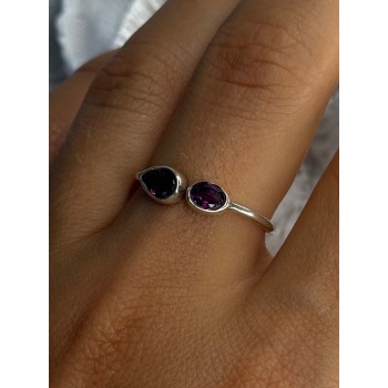 925 Sterling Silver Purple Tourmaline Ring Sizable