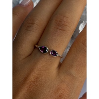 925 Sterling Silver Purple Tourmaline Ring Sizable