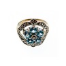 925 Sterling Silver Blue Topaz & Marcasites Ring Size 8