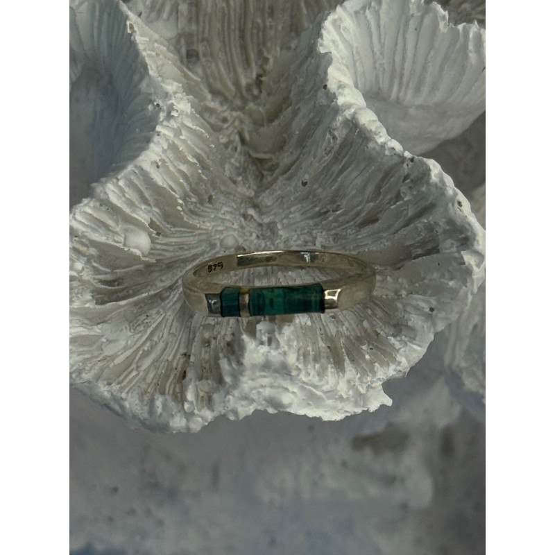 925 Sterling Silver Malachite Ring Size 5